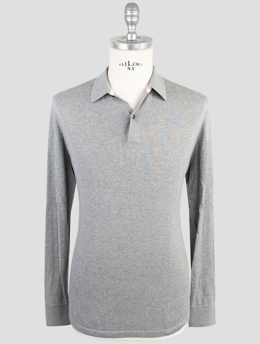 Kiton Gray Cotton Sweater Polo