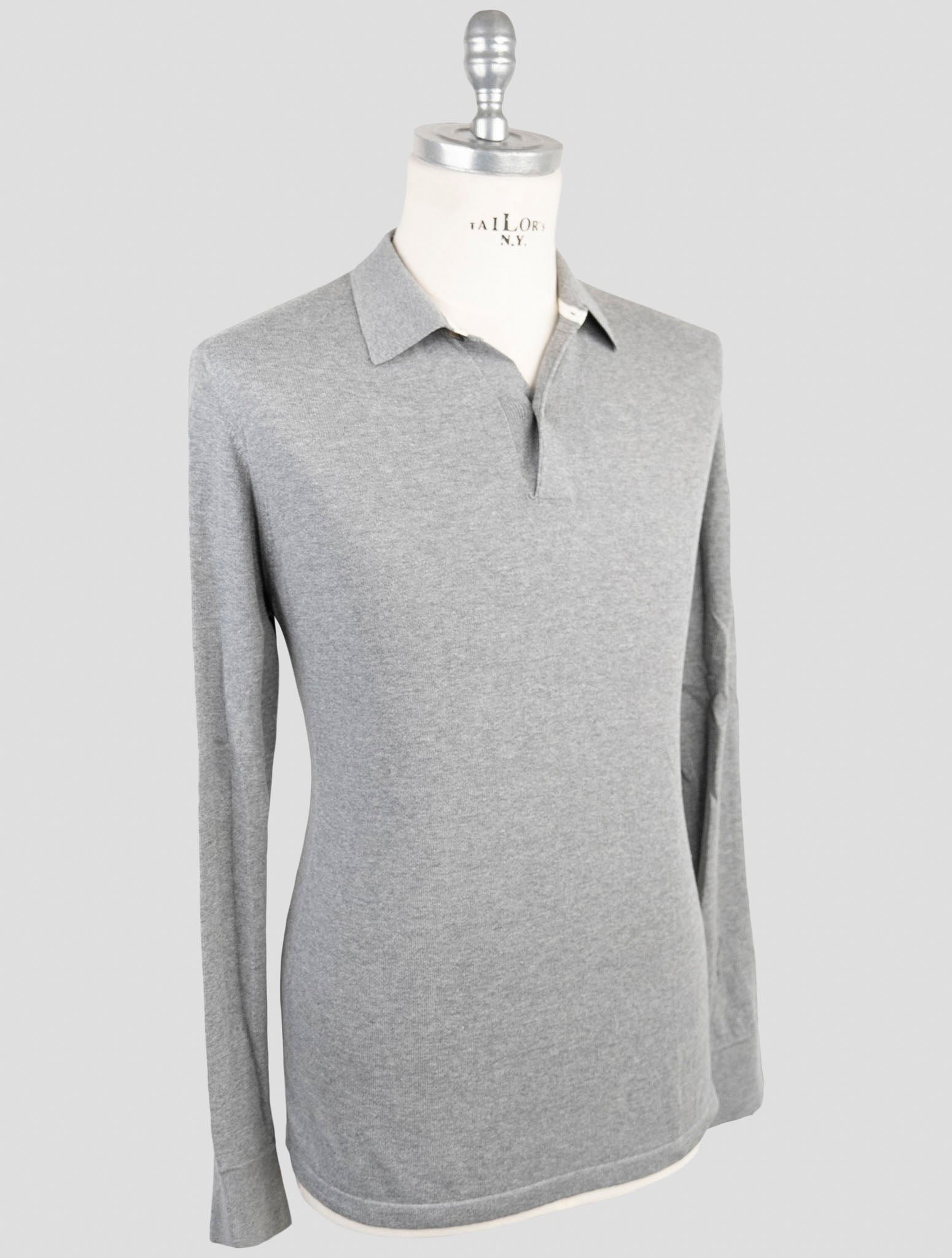 Kiton Gray Cotton Sweater Polo