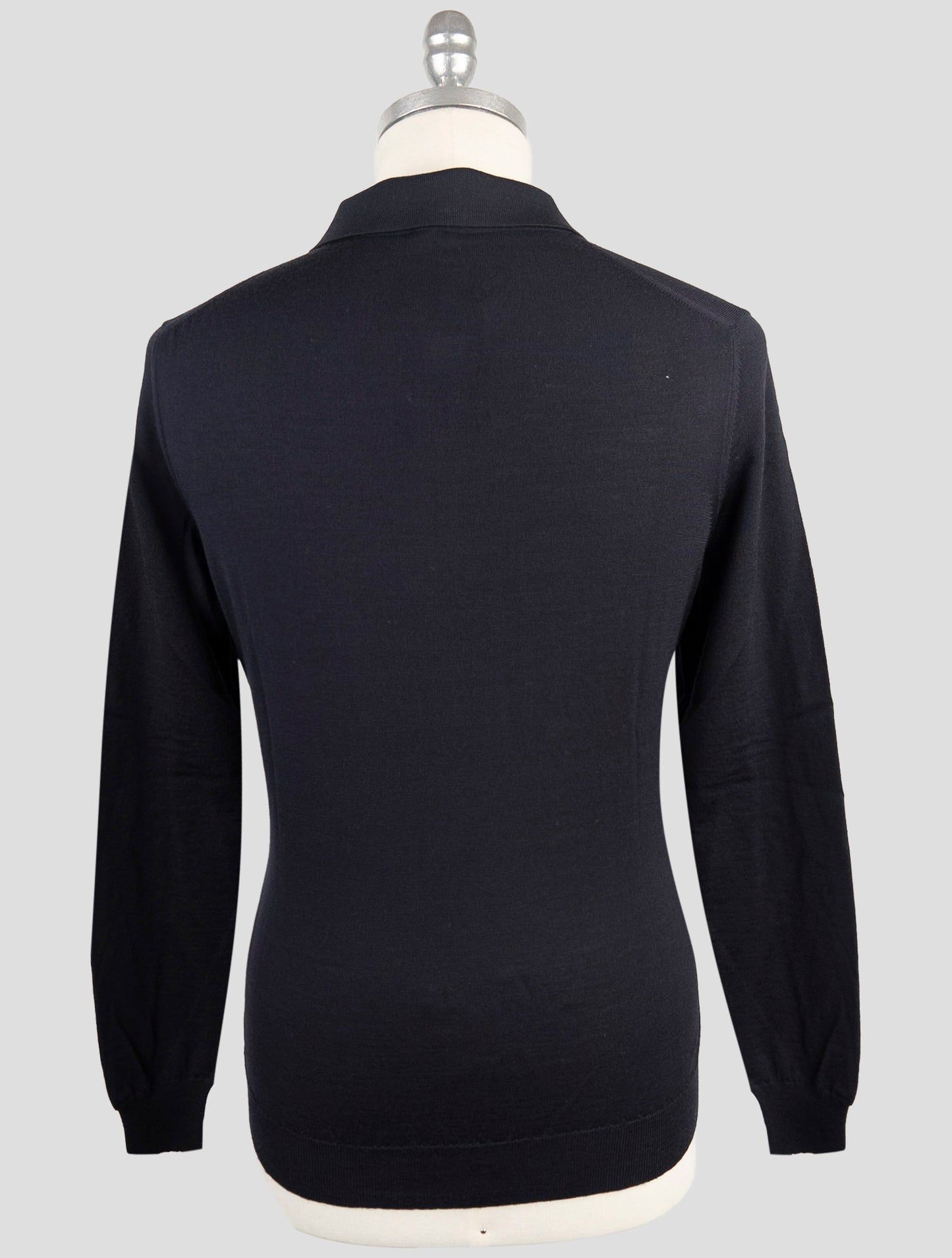 Kiton Black Wool Sweater Polo Half Zip