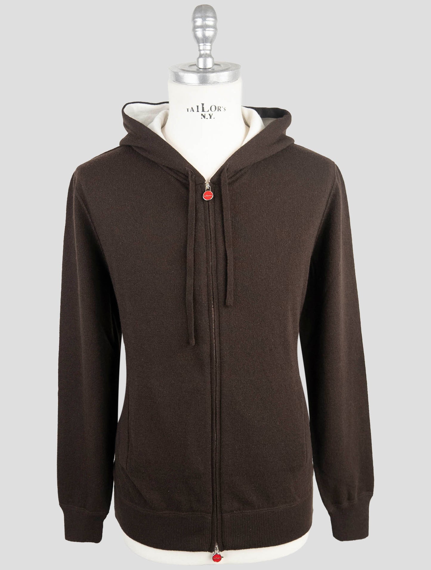 Kiton Brown Cashmere Sweater Full Zip Hoodie