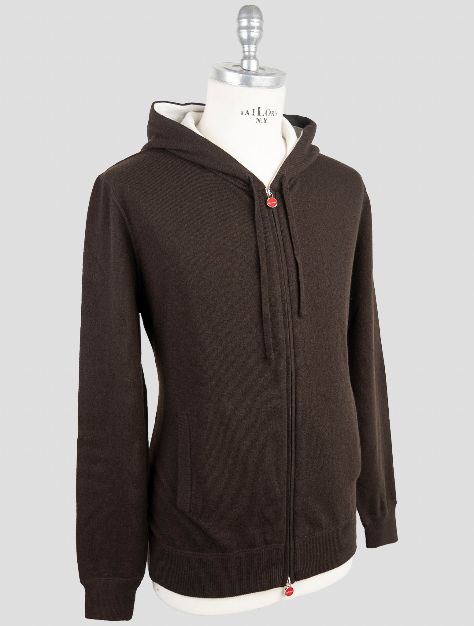 Kiton Brown Cashmere Sweater Full Zip Hoodie