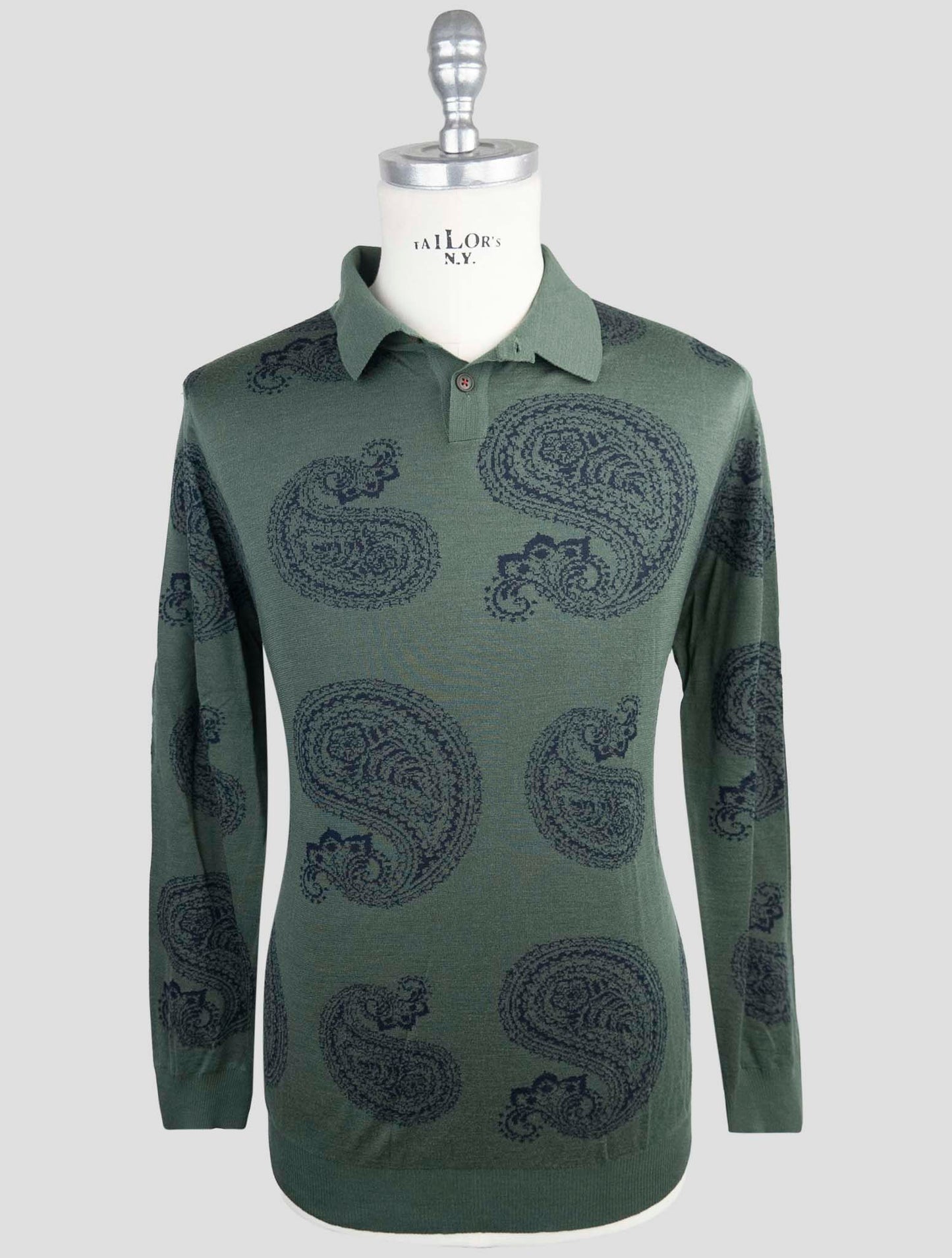 Kiton Green Cashmere Silk Sweater Polo