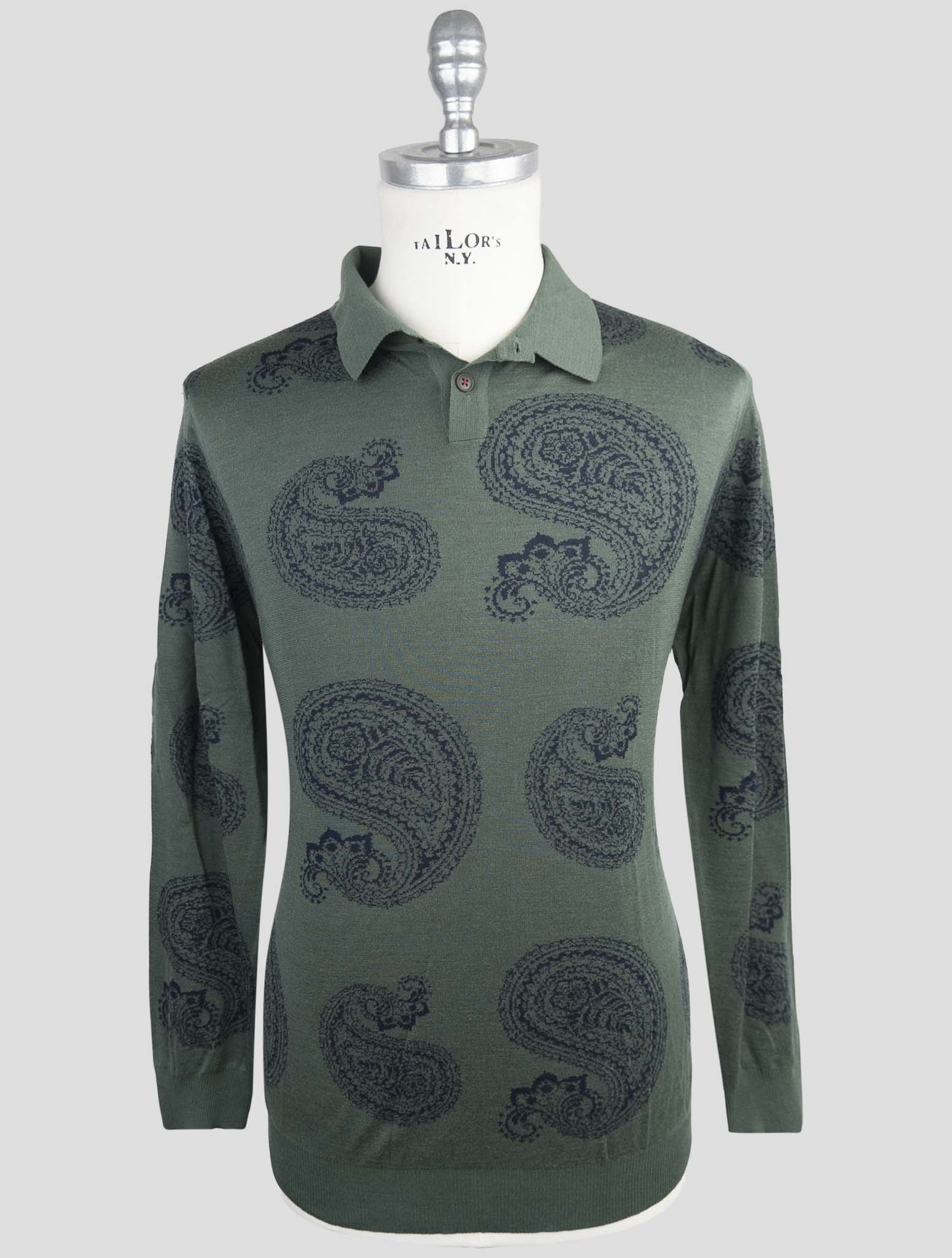 Kiton Green Cashmere Silk Sweater Polo