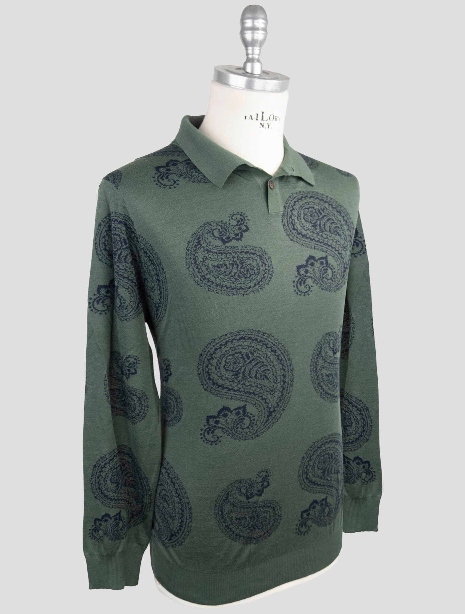 Kiton Green Cashmere Silk Sweater Polo