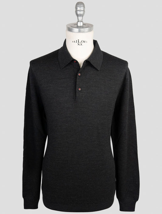 Kiton Dark Gray Wool Sweater Polo
