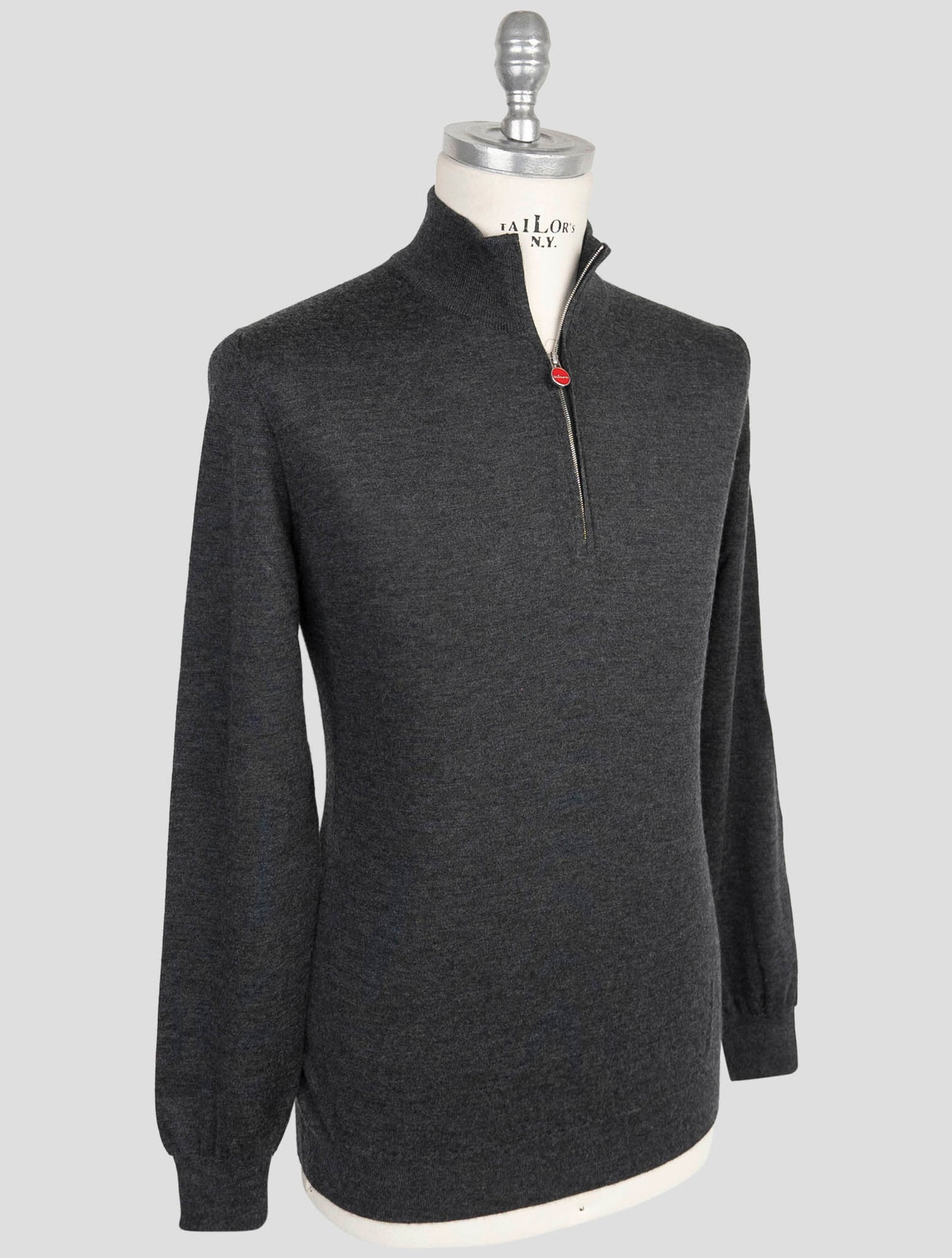 Kiton Gray Cashmere Silk Sweater Half Zip