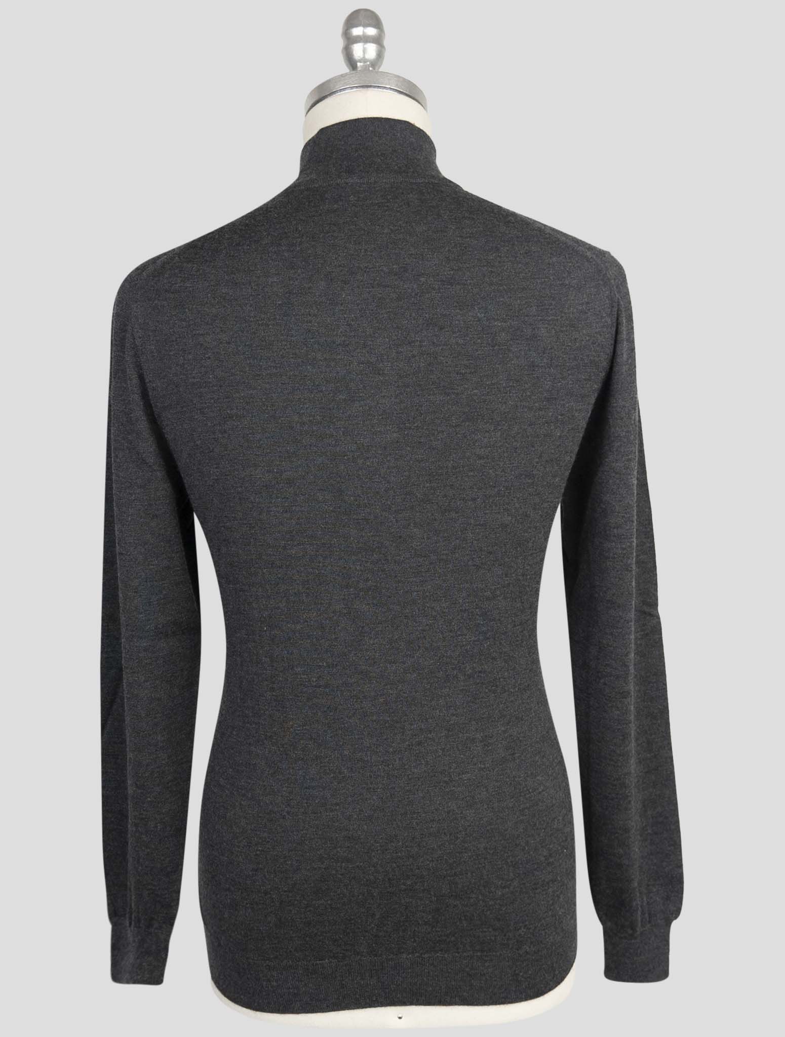 Kiton Gray Cashmere Silk Sweater Half Zip