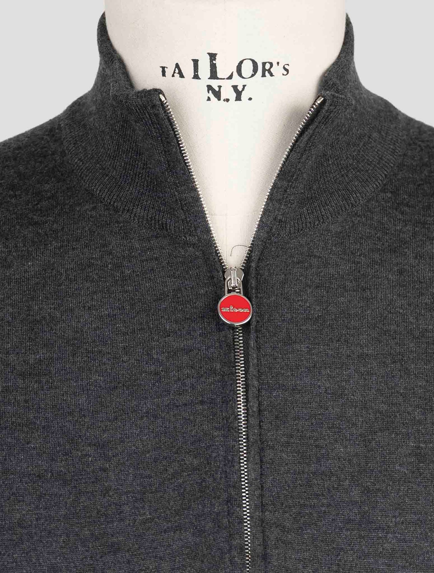 Kiton Gray Cashmere Silk Sweater Half Zip