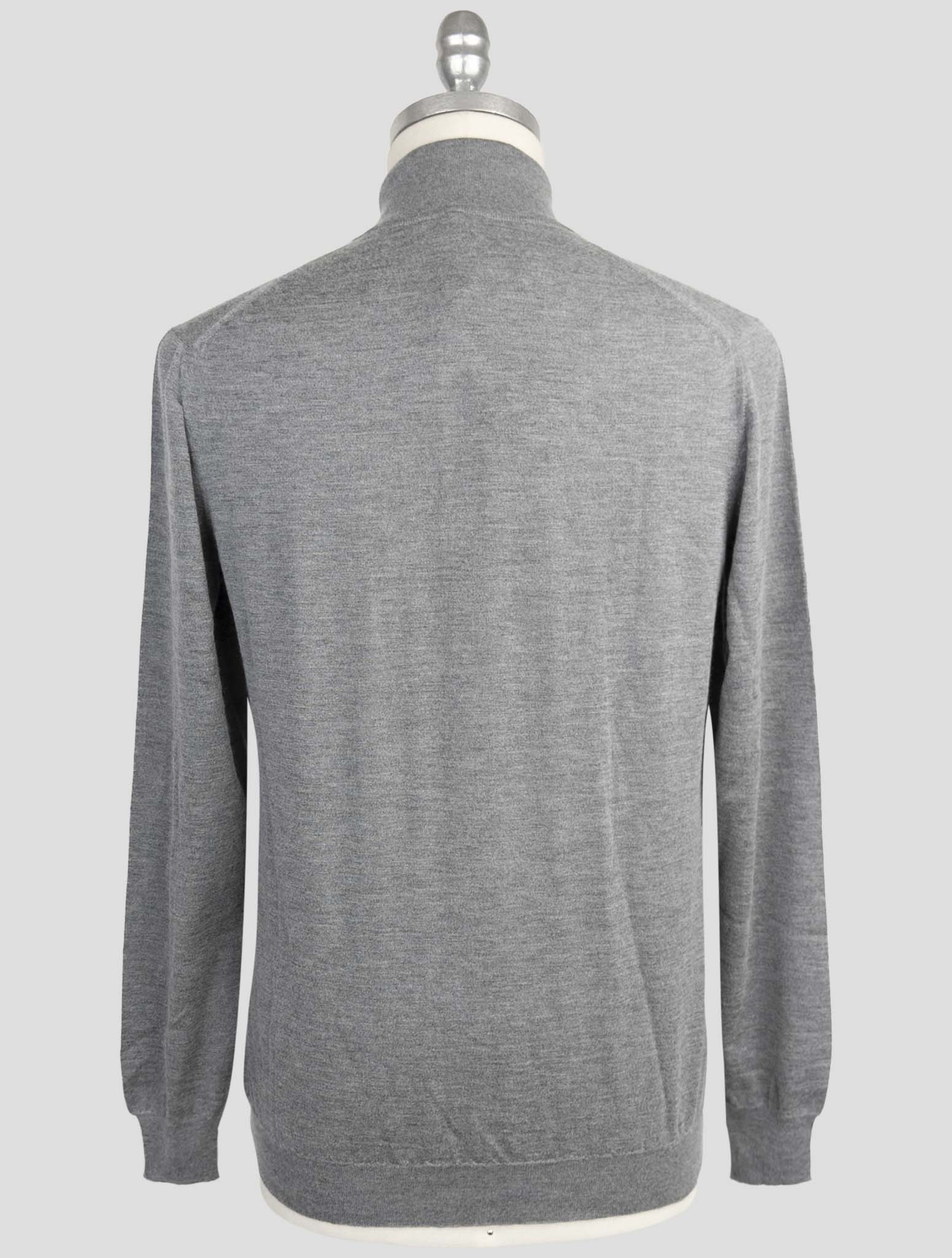 Kiton Gray Cashmere Silk Sweater Half Zip