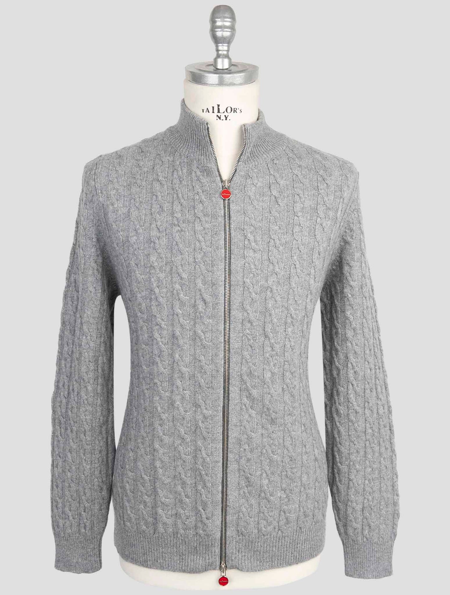 Kiton Gray Cashmere Silk Sweater Half Zip