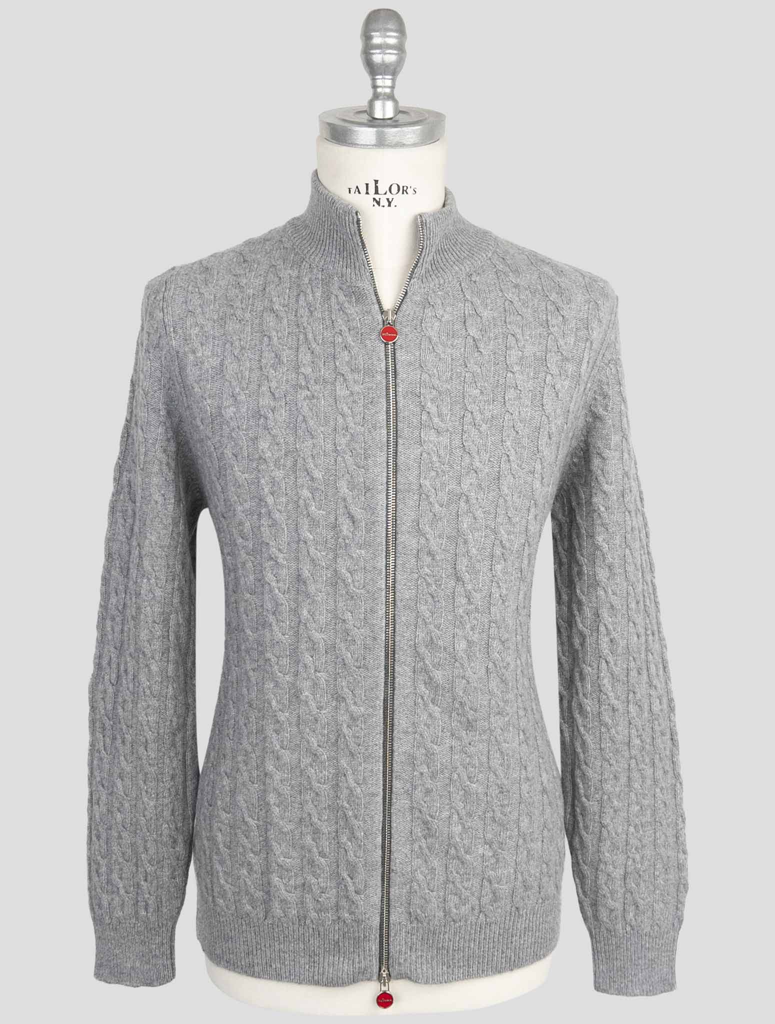 Kiton Gray Cashmere Silk Sweater Half Zip