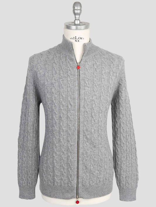 Kiton Gray Cashmere Silk Sweater Half Zip