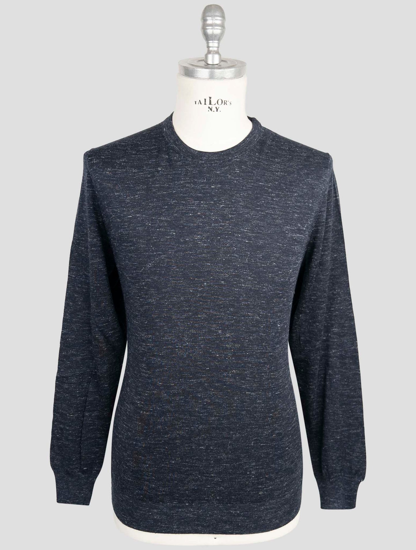 Kiton Blue Silk Cashmere Linen Sweater Crewneck