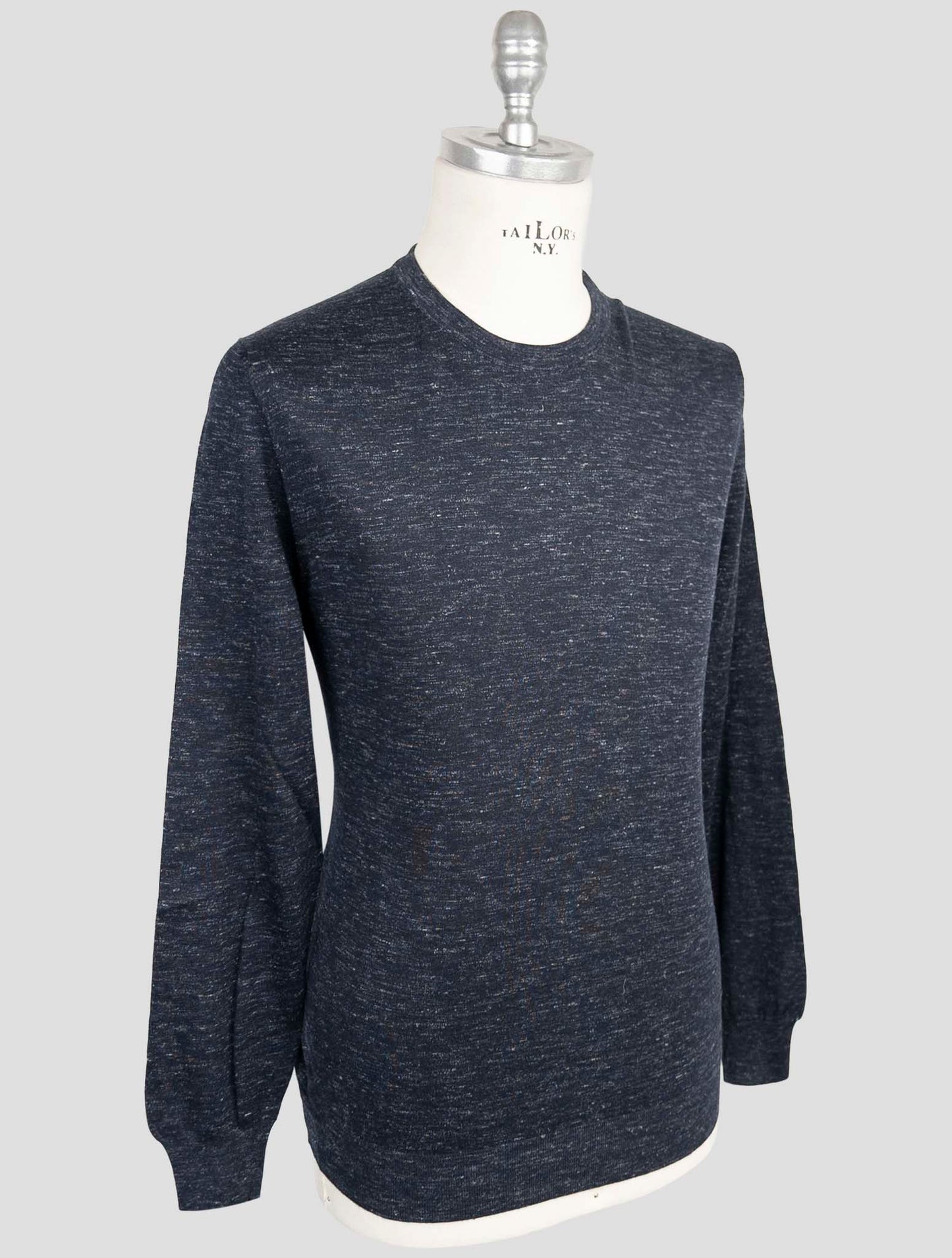 Kiton Blue Silk Cashmere Linen Sweater Crewneck