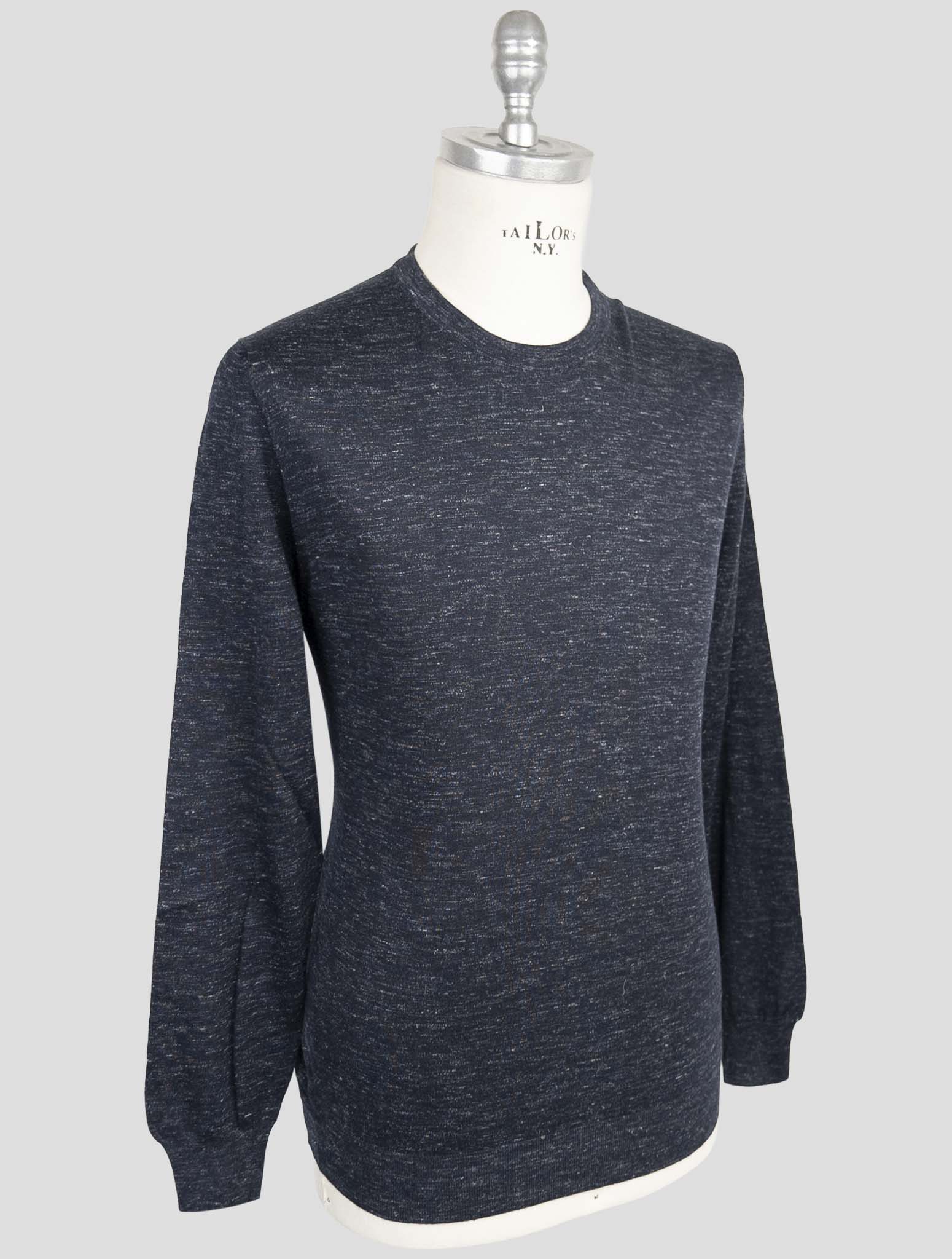 Kiton Blue Silk Cashmere Linen Sweater Crewneck