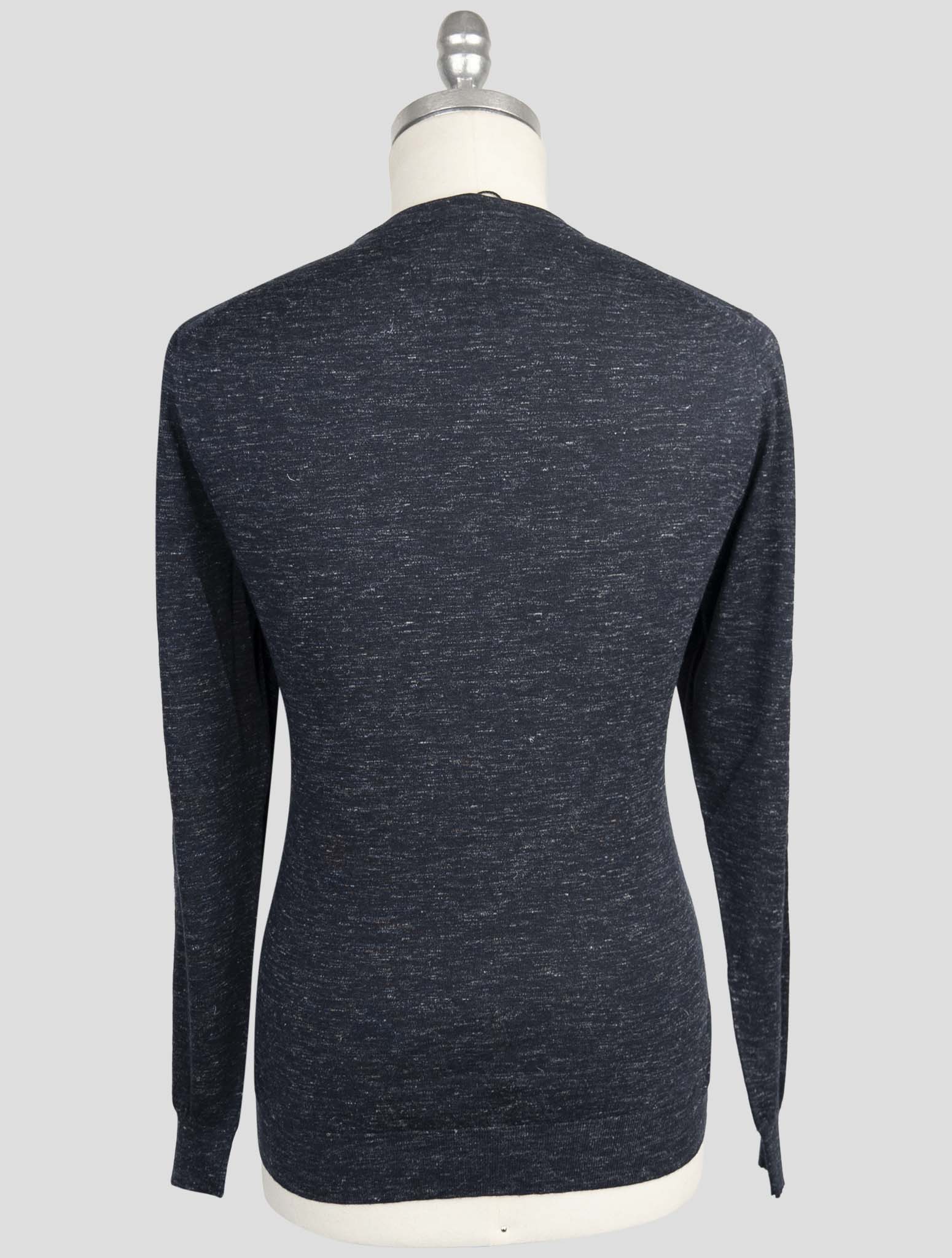 Kiton Blue Silk Cashmere Linen Sweater Crewneck