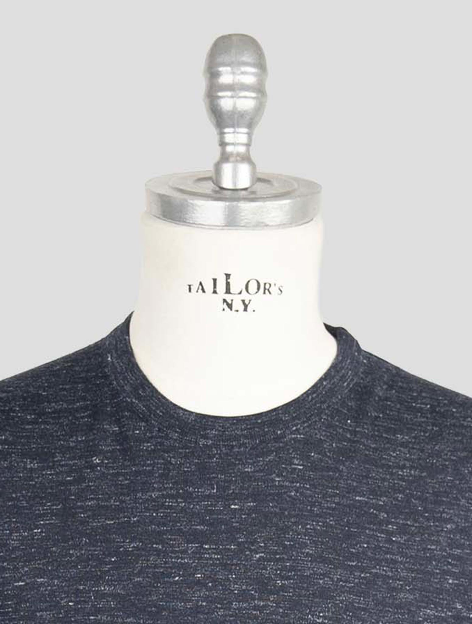 Kiton Blue Silk Cashmere Linen Sweater Crewneck
