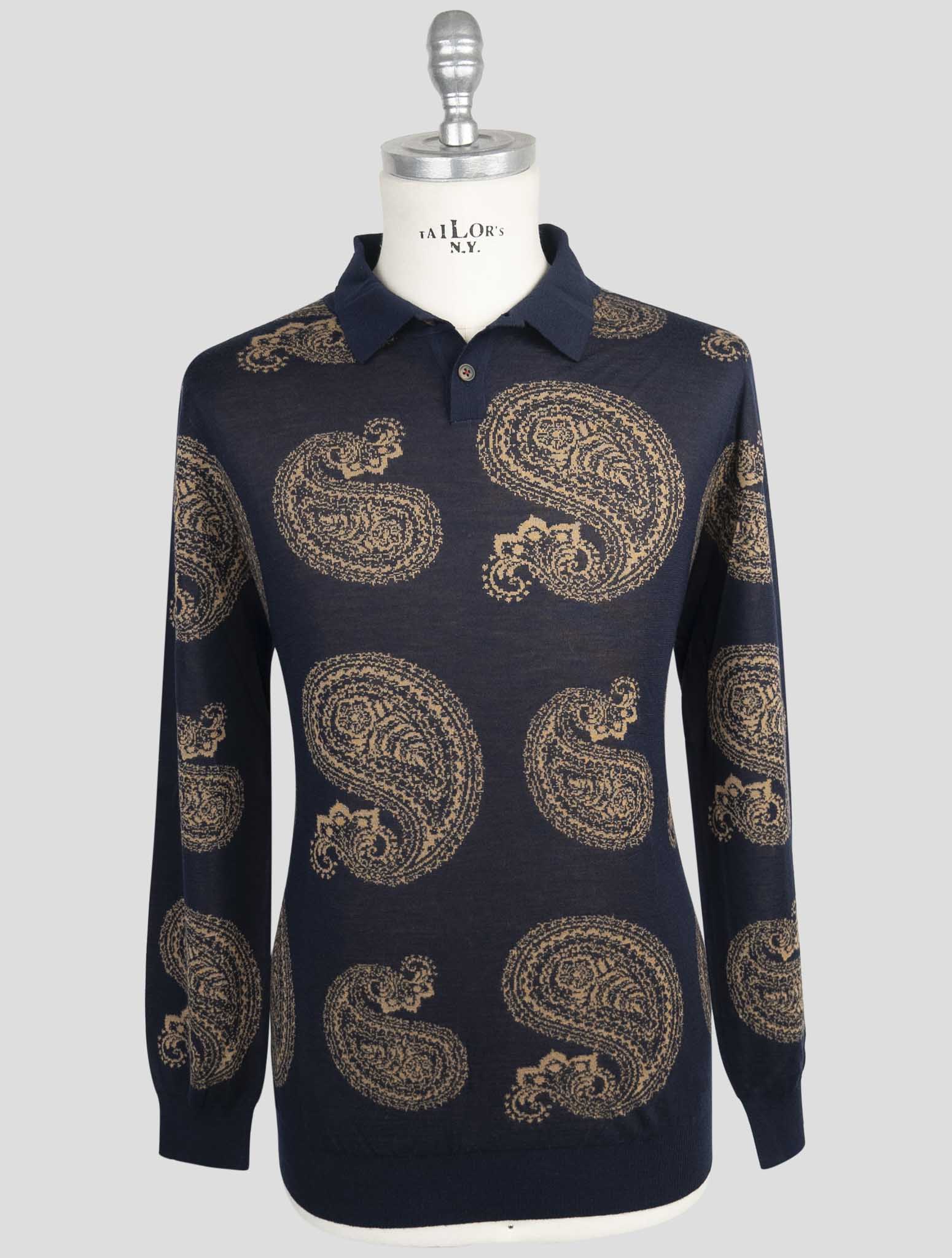 Kiton Blue Cashmere Silk Sweater Polo