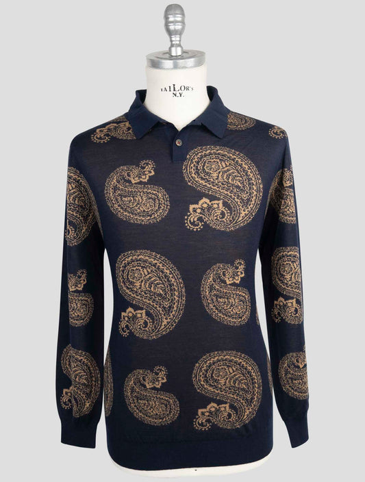 Kiton Blue Cashmere Silk Sweater Polo