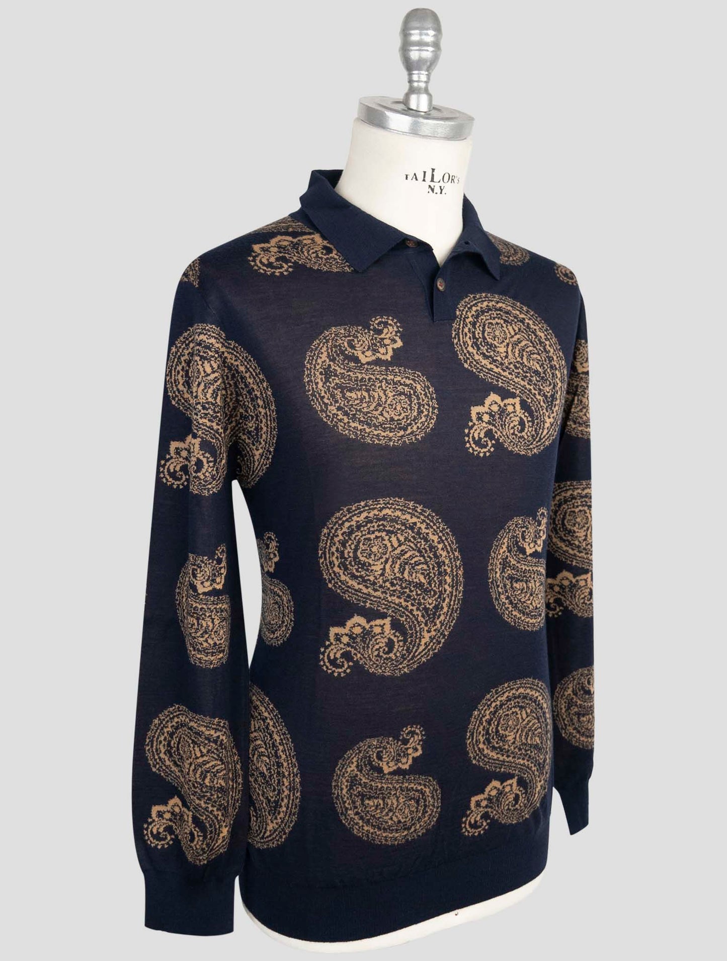 Kiton Blue Cashmere Silk Sweater Polo
