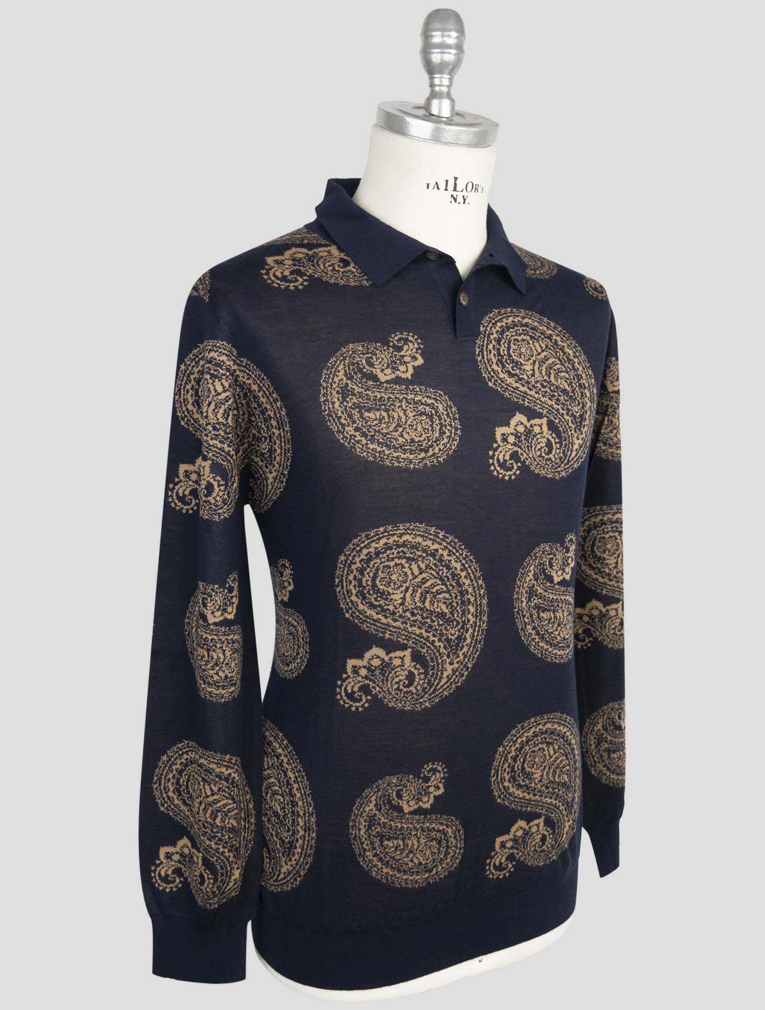 Kiton Blue Cashmere Silk Sweater Polo