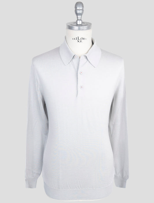Kiton Gray Silk Cashmere Linen Sweater Polo