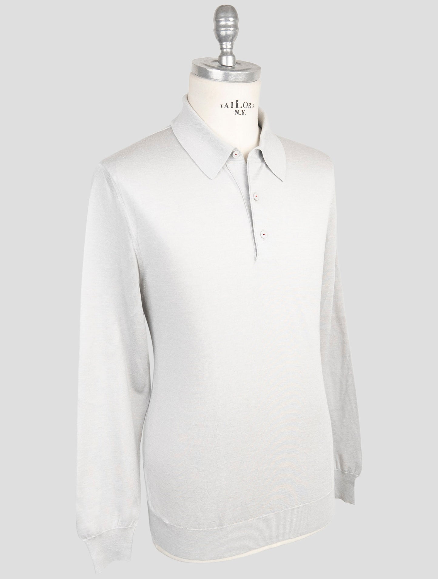 Kiton Gray Silk Cashmere Linen Sweater Polo