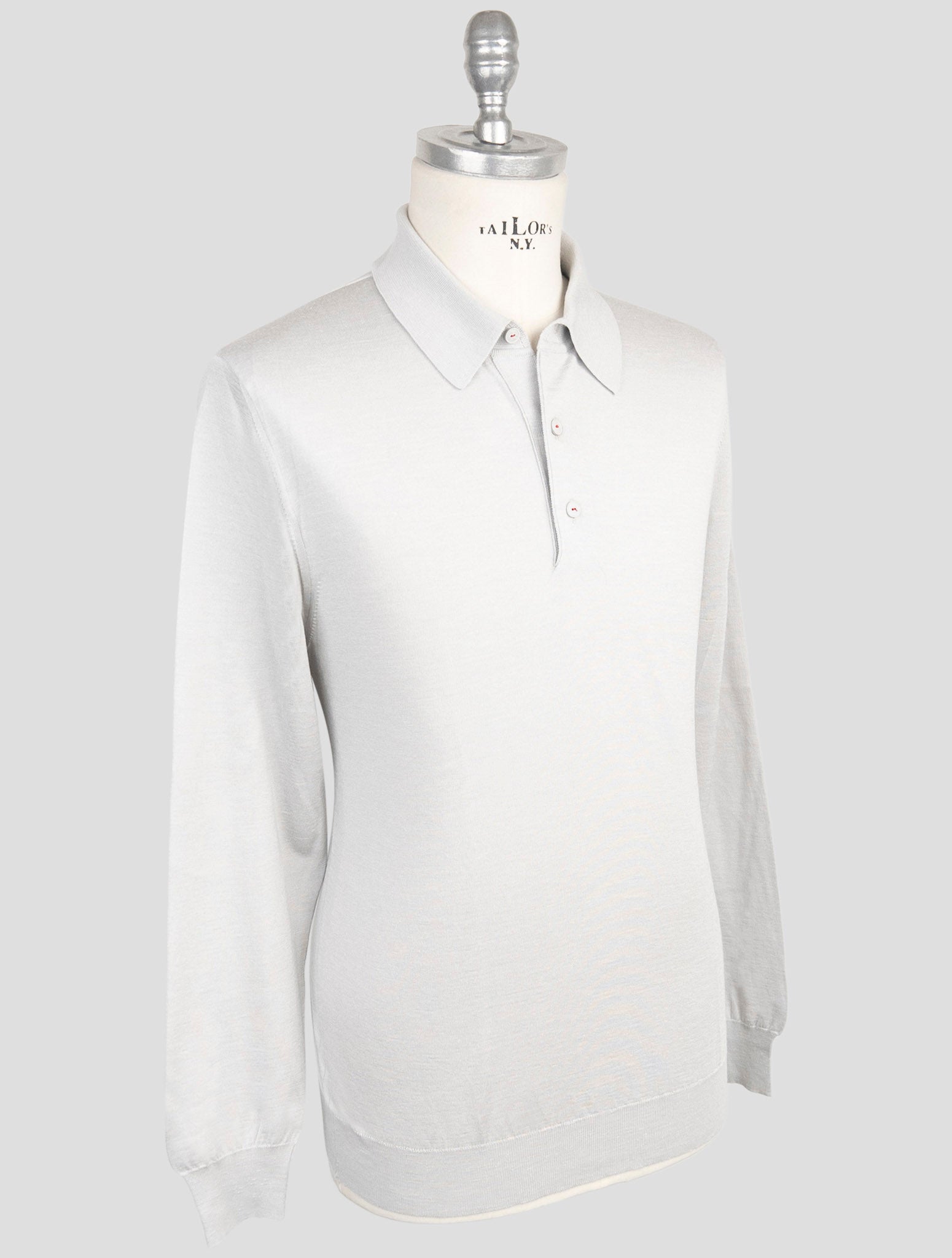 Kiton Gray Silk Cashmere Linen Sweater Polo