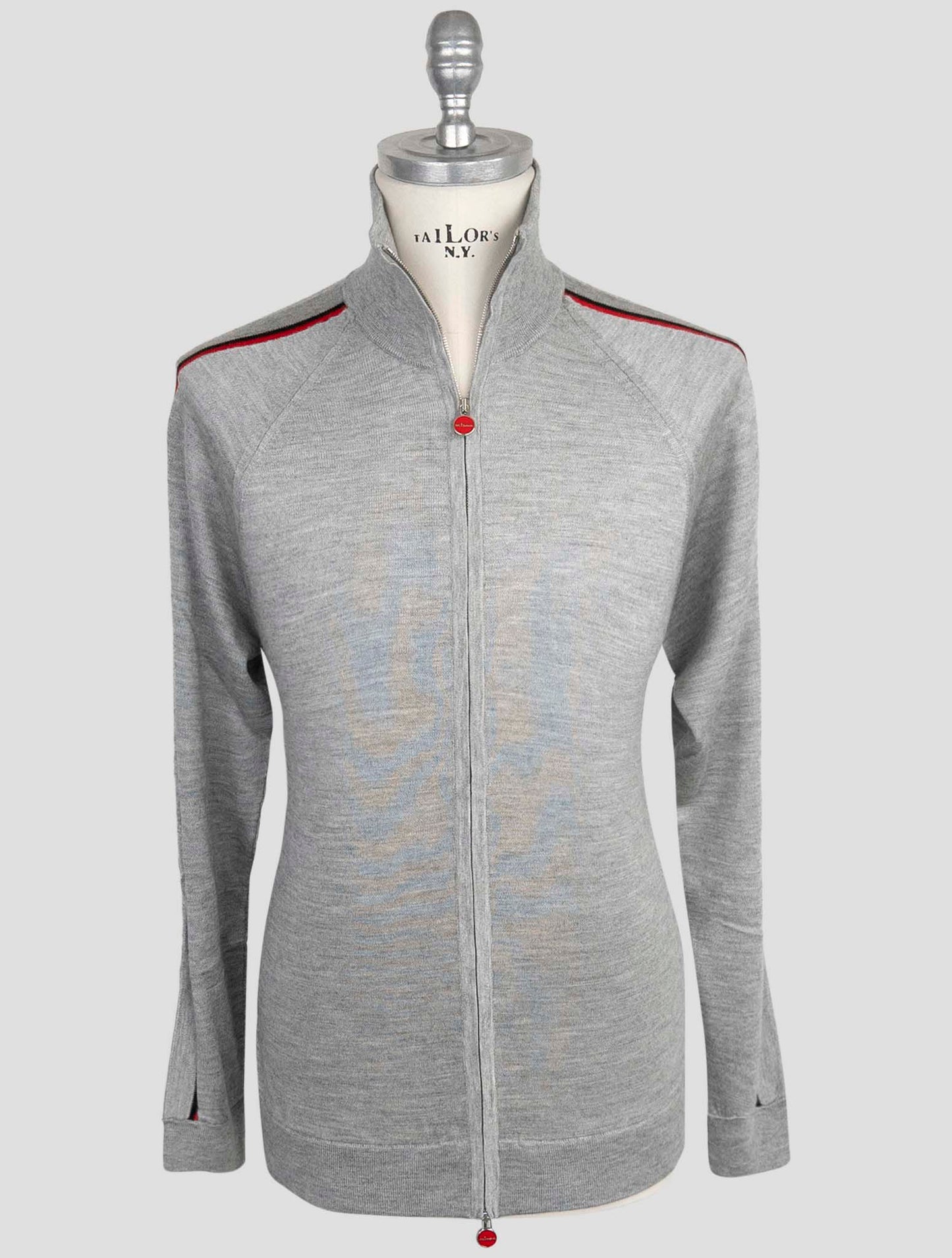 Kiton Gray Cashmere Silk Sweater Full Zip