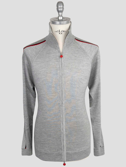 Kiton Gray Cashmere Silk Sweater Full Zip