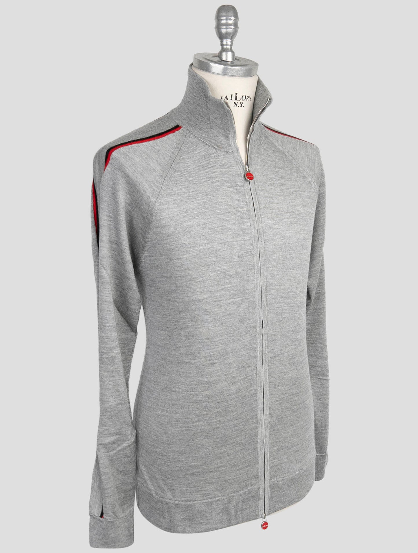 Kiton Gray Cashmere Silk Sweater Full Zip