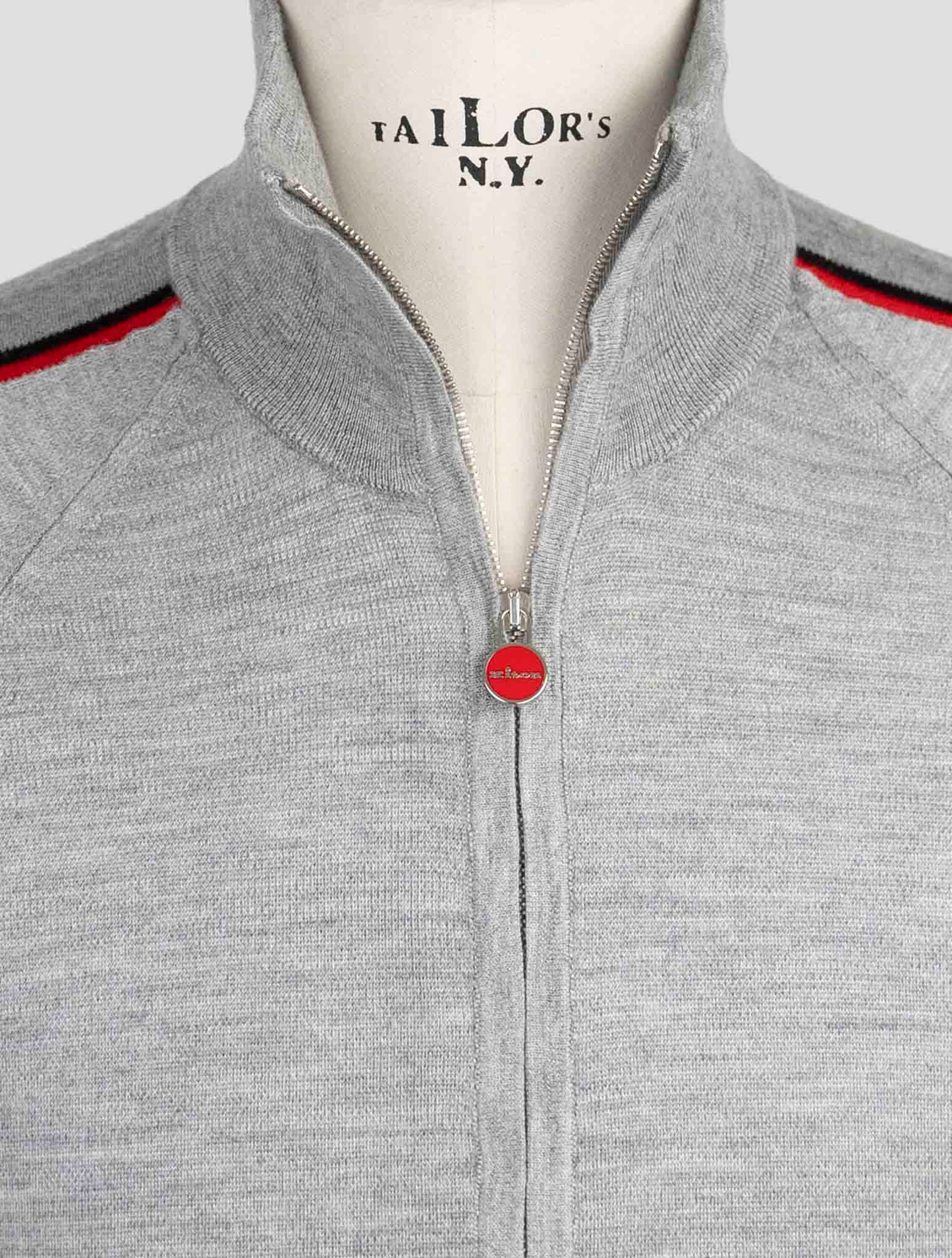 Kiton Gray Cashmere Silk Sweater Full Zip