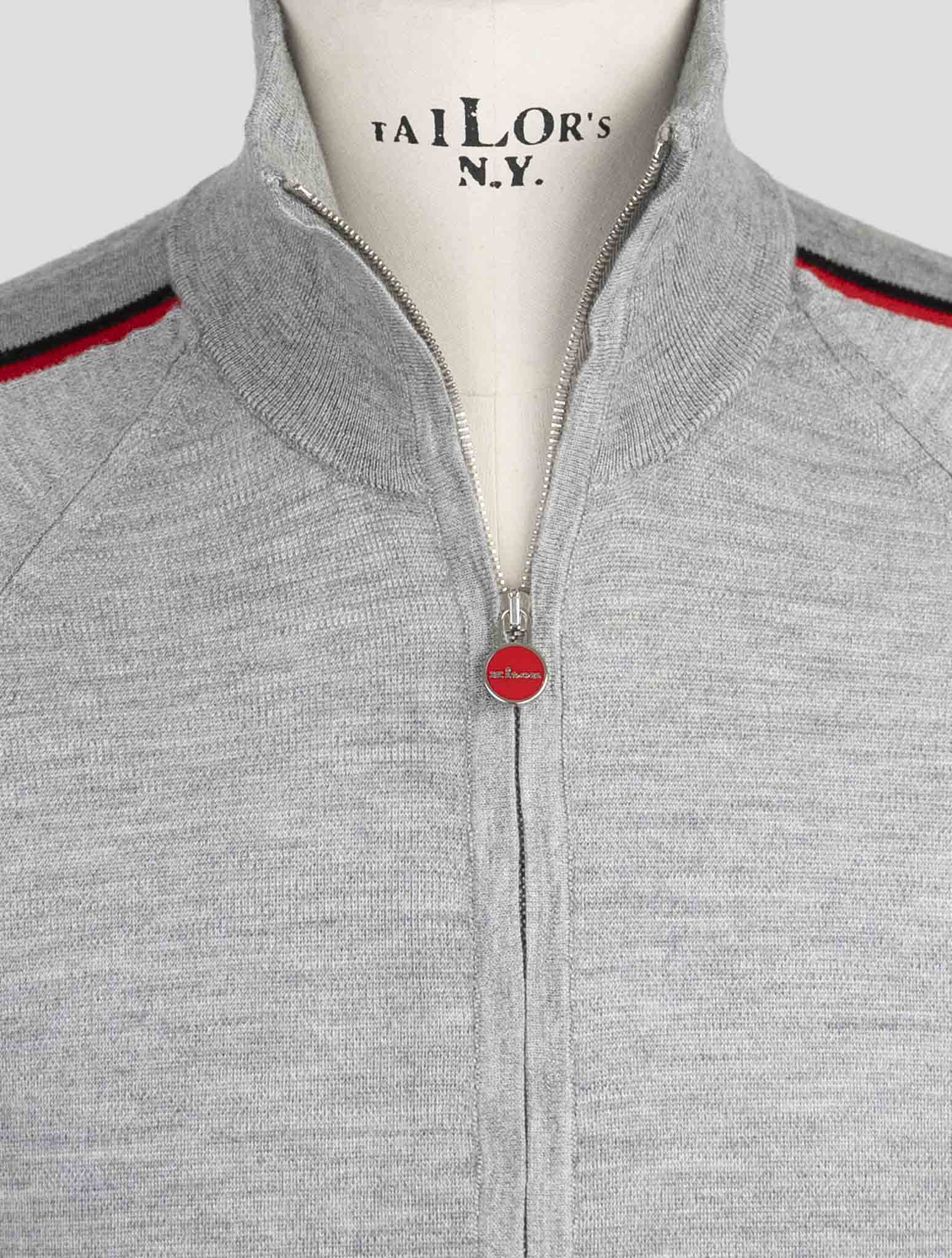 Kiton Gray Cashmere Silk Sweater Full Zip