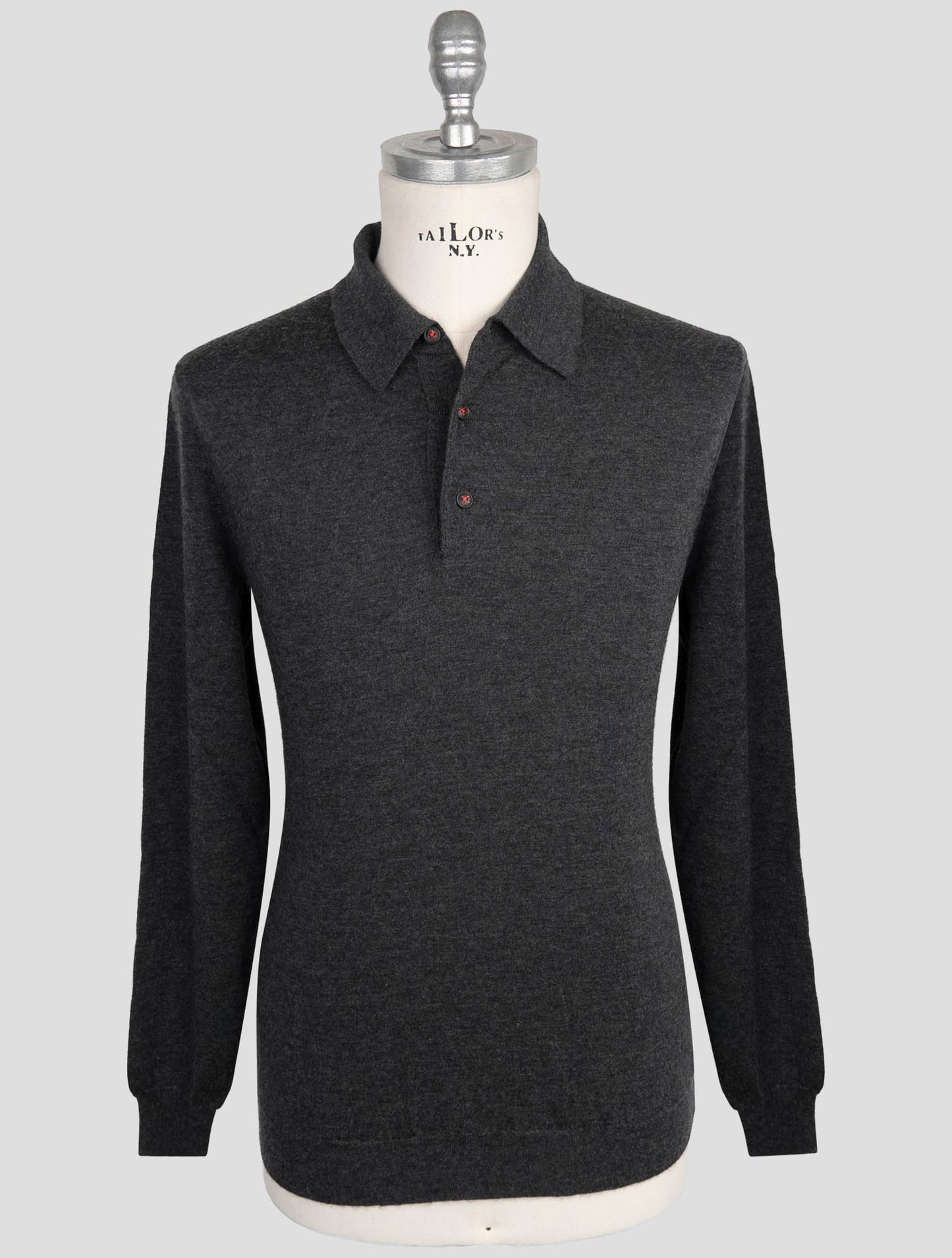 Kiton Dark Gray Cashmere Silk Sweater Polo