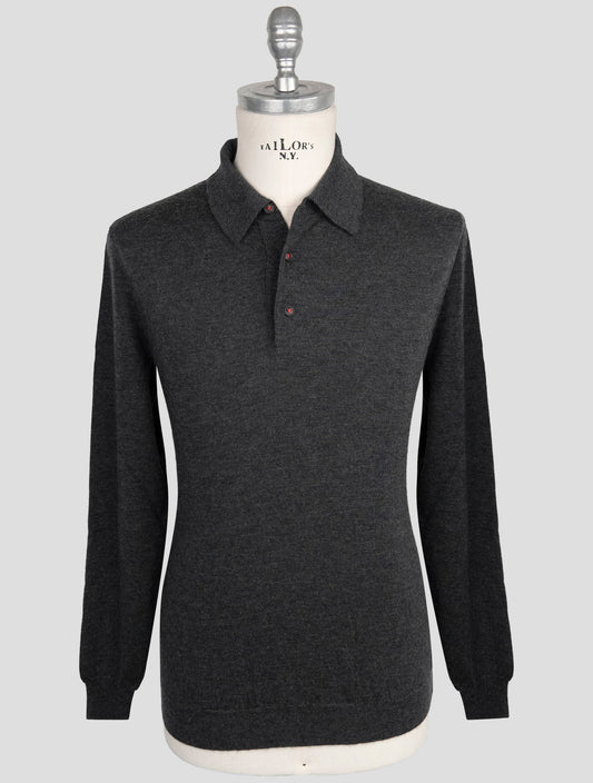 Kiton Dark Gray Cashmere Silk Sweater Polo
