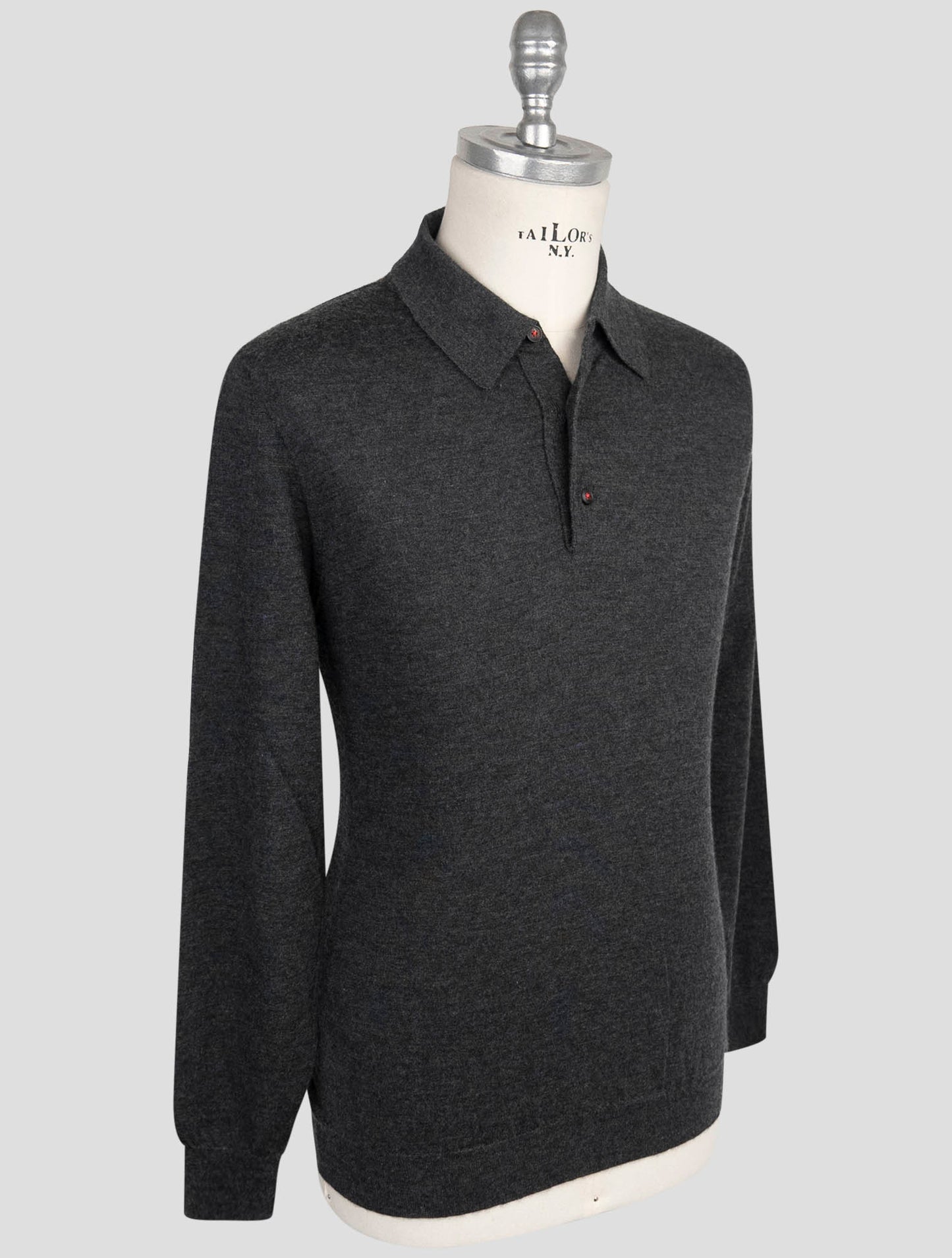 Kiton Dark Gray Cashmere Silk Sweater Polo