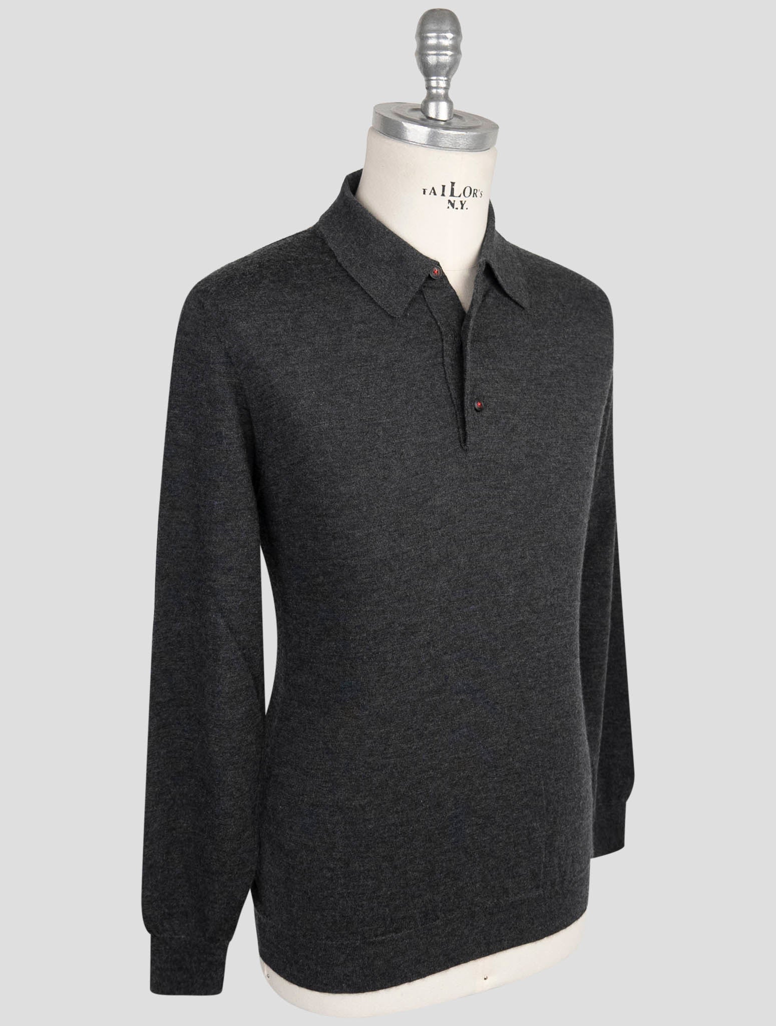 Kiton Dark Gray Cashmere Silk Sweater Polo