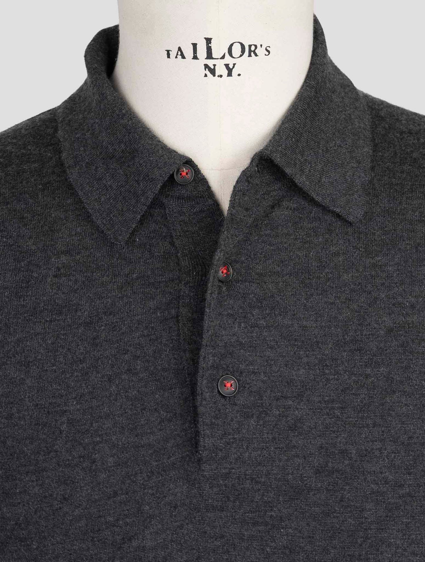 Kiton Dark Gray Cashmere Silk Sweater Polo