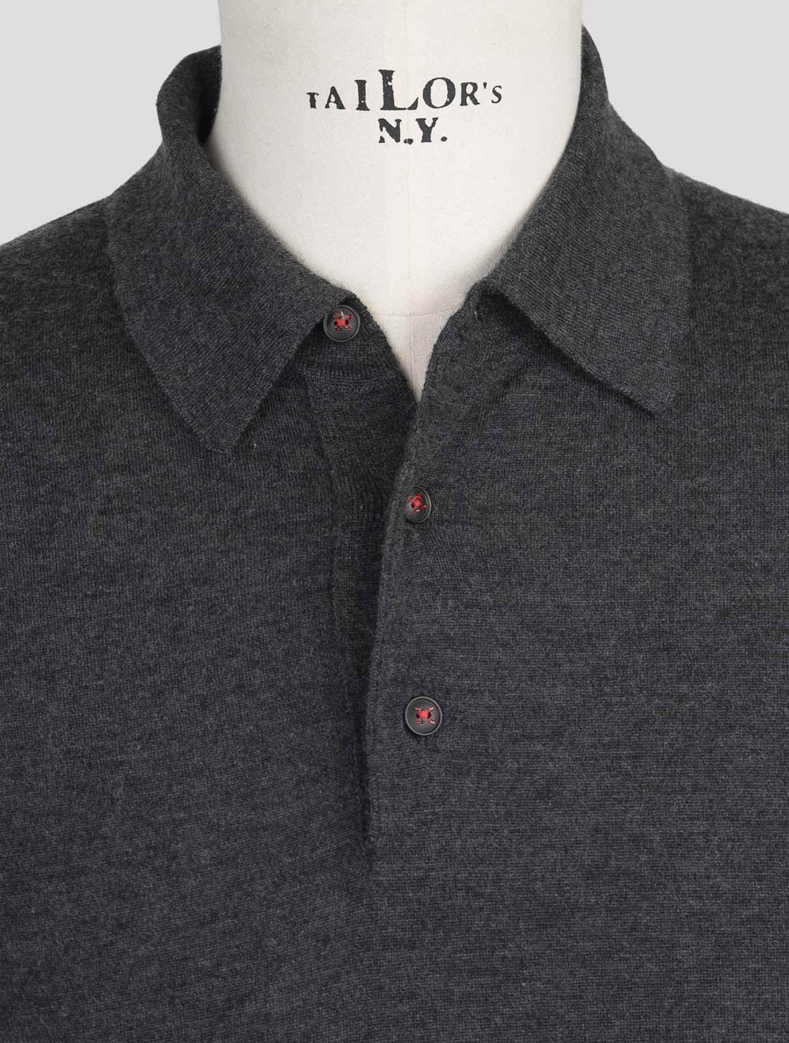 Kiton Dark Gray Cashmere Silk Sweater Polo