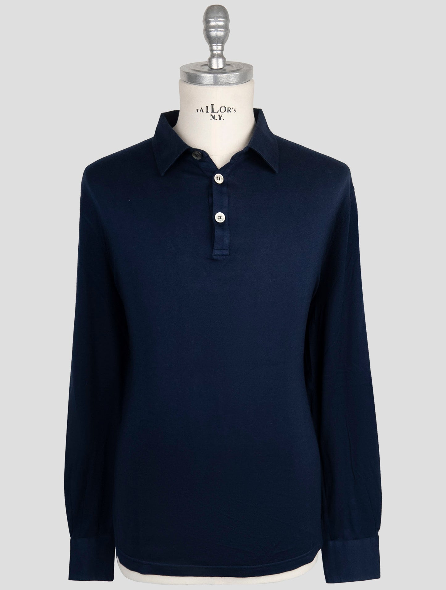 Kiton Blue Cotton Cashmere Sweater Polo