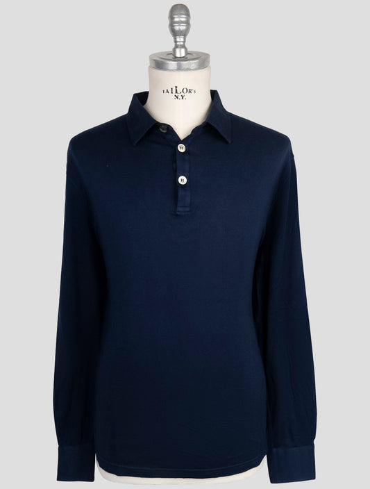 Kiton Blue Cotton Cashmere Sweater Polo
