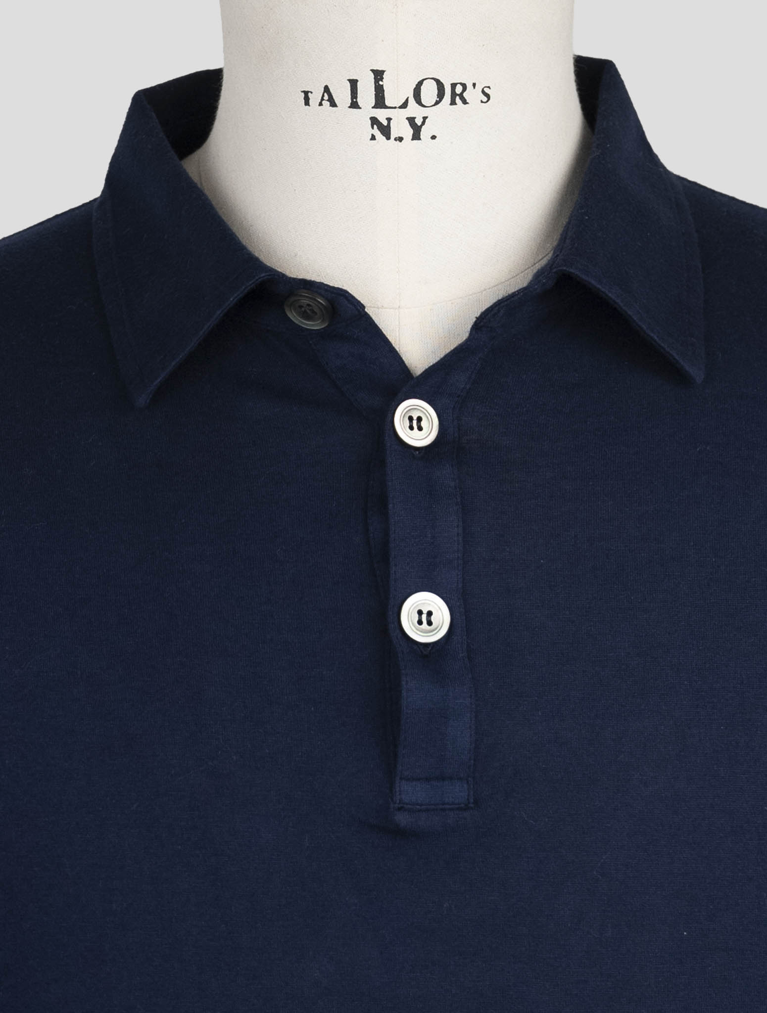 Kiton Blue Cotton Cashmere Sweater Polo