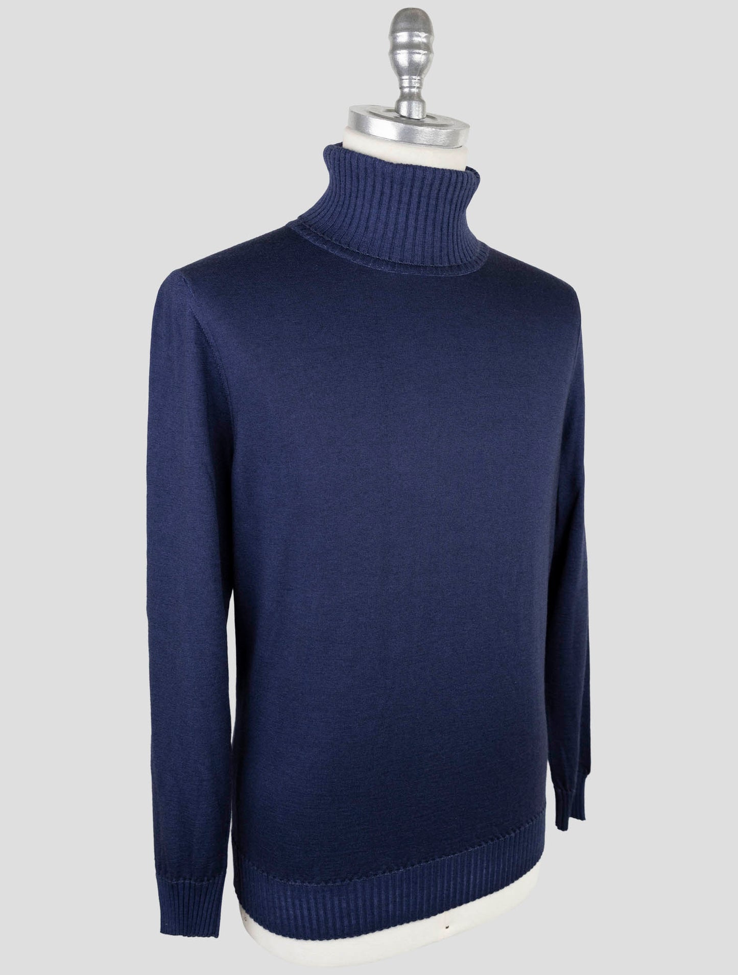 Kiton Blue Cashmere Silk Sweater Turtleneck