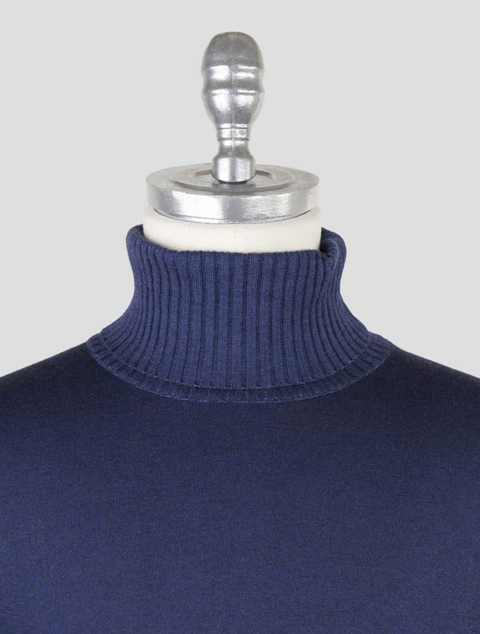 Kiton Blue Cashmere Silk Sweater Turtleneck