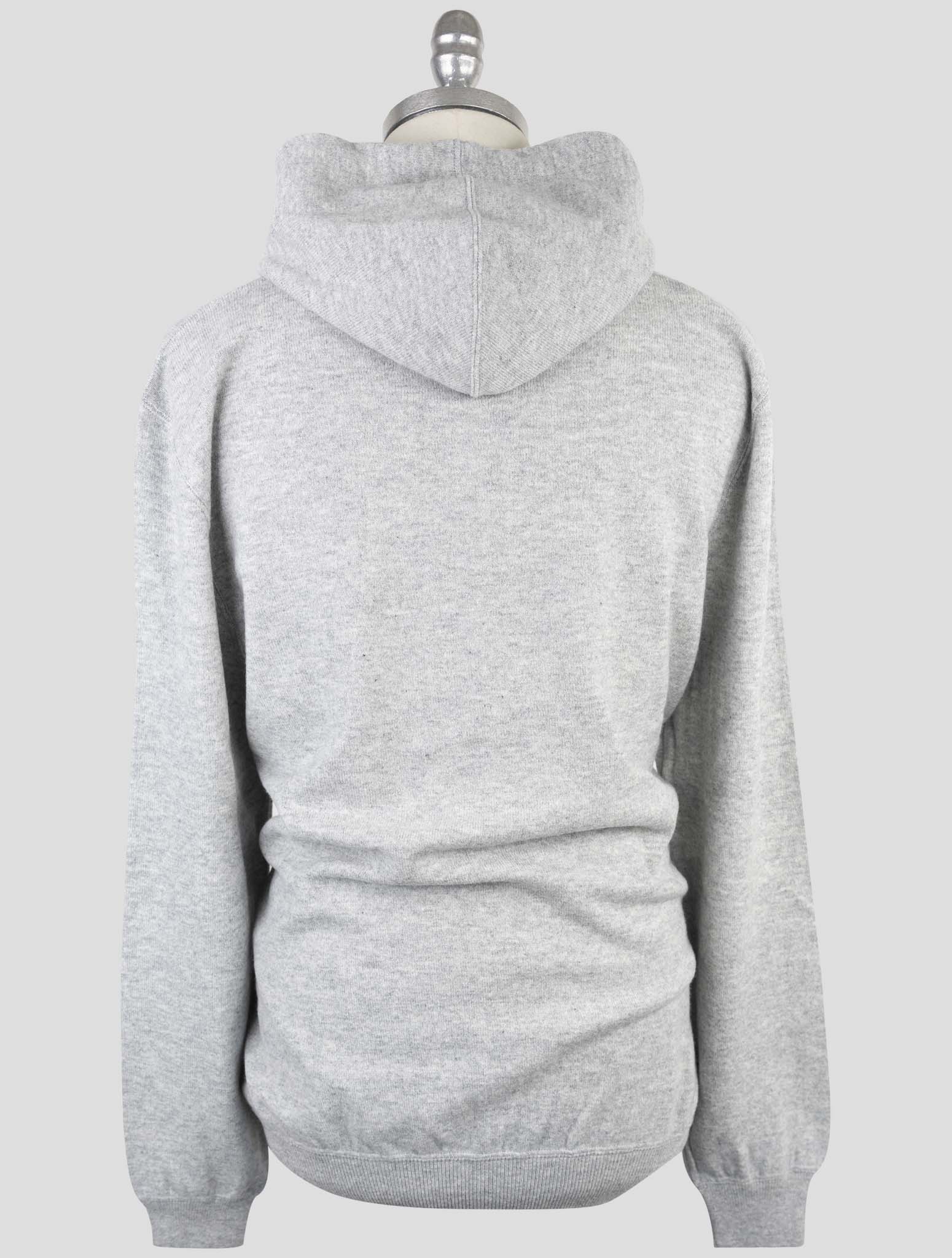 Kiton Gray Wool Sweater Full Zip Hoodie