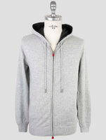 Kiton Gray Wool Sweater Full Zip Hoodie