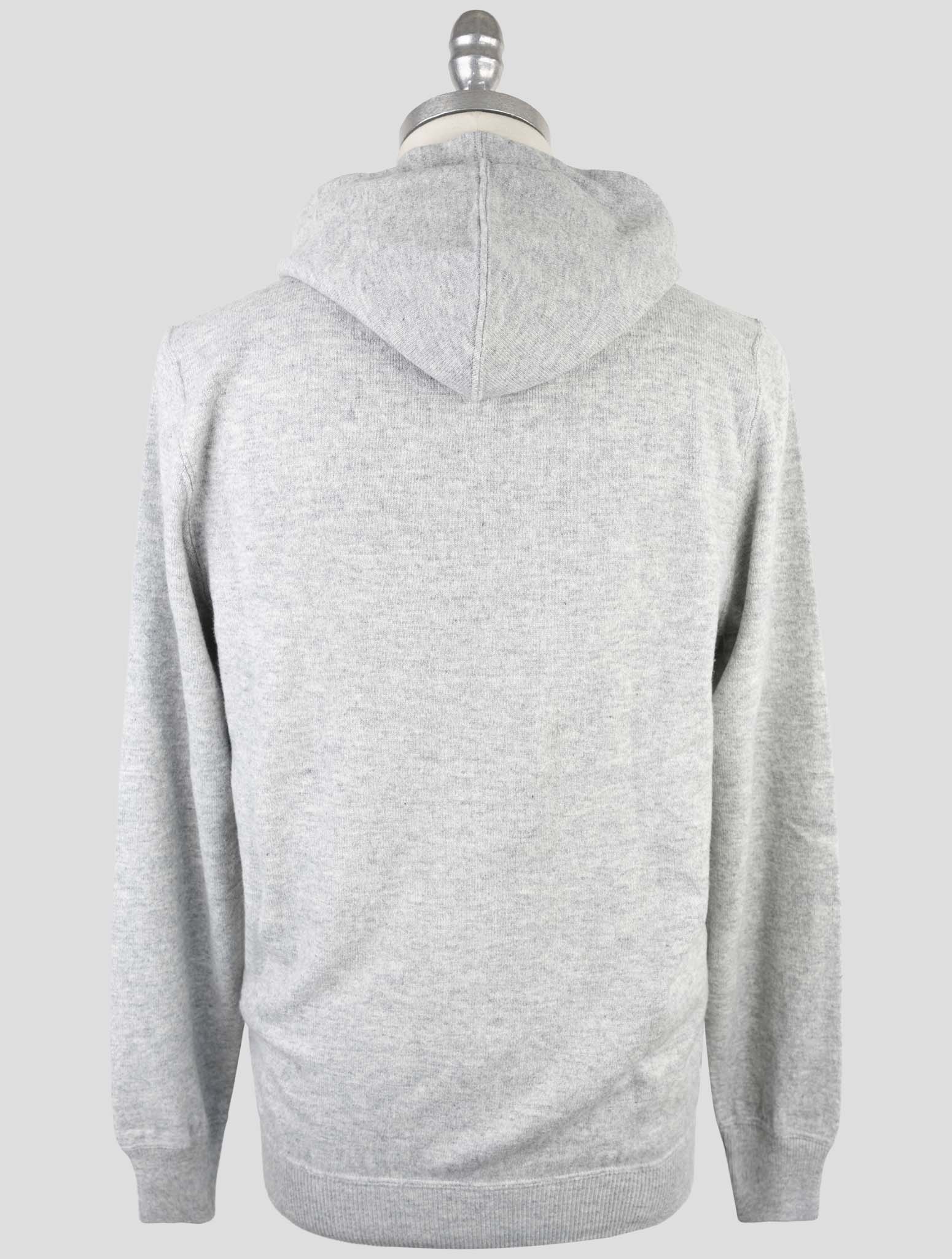 Kiton Gray Wool Sweater Full Zip Hoodie
