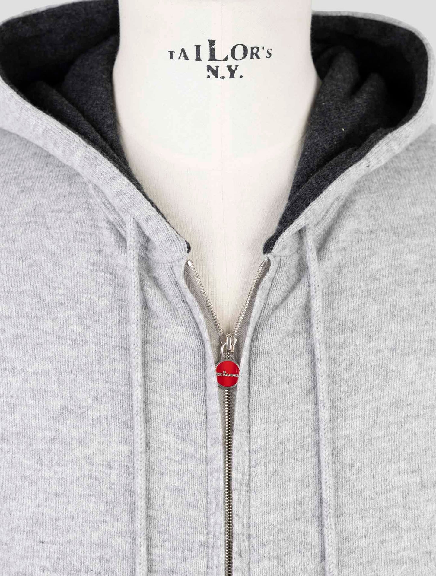 Kiton Gray Wool Sweater Full Zip Hoodie