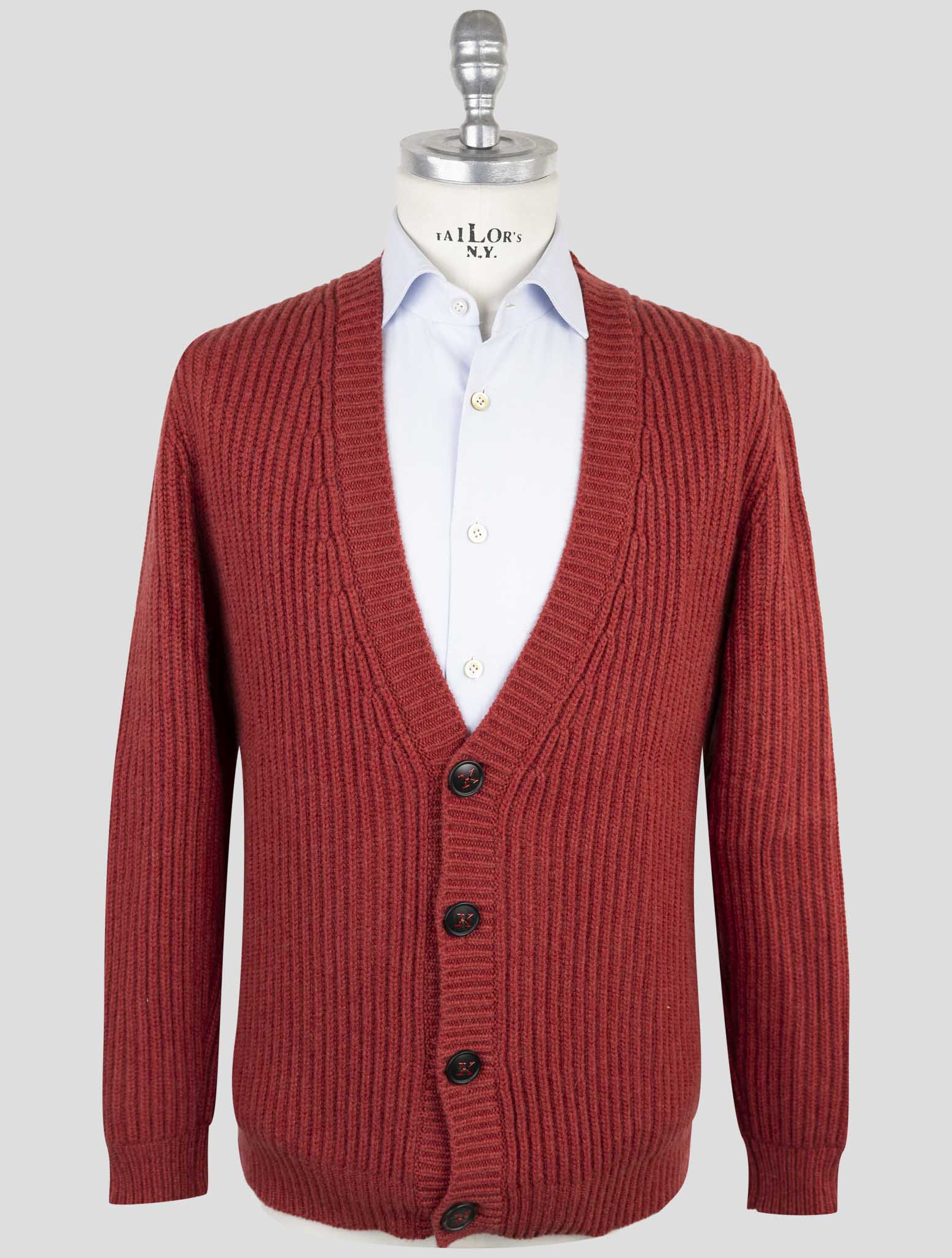 Kiton Red Cashmere Sweater Cardigan