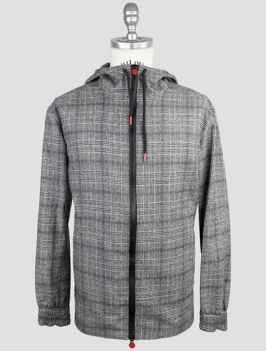 Kiton Gray Virgin Wool Sweater Full Zip Hoodie